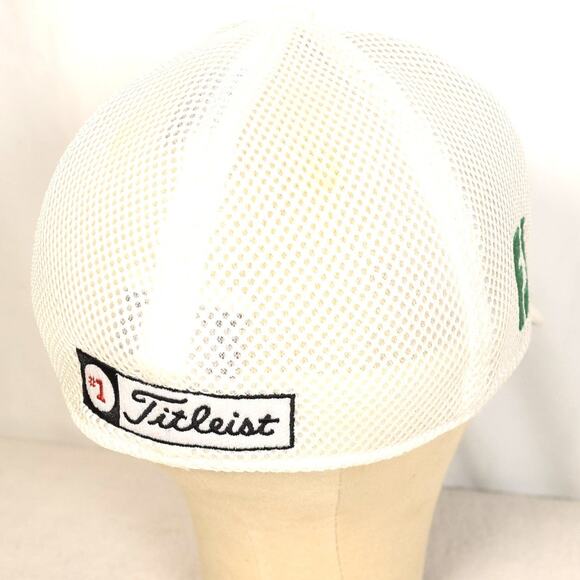 Titleist Ballcap White  Mesh Hat Navy Green Embroidery Spellout FJ Pro V1 M/L - Picture 3 of 10